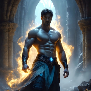 AI-generated abstract art featuring beautiful, handsome, sexy, shirtless, men, boys, lads. Fantasy, elemental mages typically have the ability to manipulate the basic elements, such as fire, water, earth, and air. This can extend to controlling sub-elements like ice, lightning, and sometimes even metal or wood.