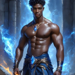 AI-generated abstract art featuring beautiful, handsome, sexy, shirtless, men, boys, lads. Fantasy, elemental mages typically have the ability to manipulate the basic elements, such as fire, water, earth, and air. This can extend to controlling sub-elements like ice, lightning, and sometimes even metal or wood.