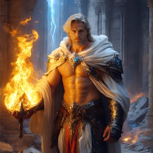 AI-generated abstract art featuring beautiful, handsome, sexy, shirtless, men, boys, lads. Fantasy, elemental mages typically have the ability to manipulate the basic elements, such as fire, water, earth, and air. This can extend to controlling sub-elements like ice, lightning, and sometimes even metal or wood.