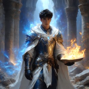 AI-generated abstract art featuring beautiful, handsome, sexy, shirtless, men, boys, lads. Fantasy, elemental mages typically have the ability to manipulate the basic elements, such as fire, water, earth, and air. This can extend to controlling sub-elements like ice, lightning, and sometimes even metal or wood.