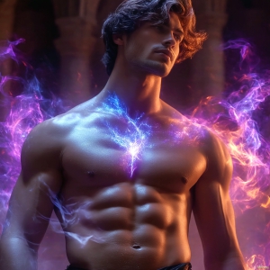 AI-generated abstract art featuring beautiful, handsome, sexy, shirtless, men, boys, lads. Fantasy, elemental mages typically have the ability to manipulate the basic elements, such as fire, water, earth, and air. This can extend to controlling sub-elements like ice, lightning, and sometimes even metal or wood.