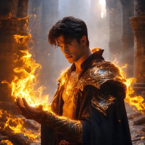 AI-generated abstract art featuring beautiful, handsome, sexy, shirtless, men, boys, lads. Fantasy, elemental mages typically have the ability to manipulate the basic elements, such as fire, water, earth, and air. This can extend to controlling sub-elements like ice, lightning, and sometimes even metal or wood.