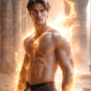 AI-generated abstract art featuring beautiful, handsome, sexy, shirtless, men, boys, lads. Fantasy, elemental mages typically have the ability to manipulate the basic elements, such as fire, water, earth, and air. This can extend to controlling sub-elements like ice, lightning, and sometimes even metal or wood.