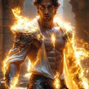 AI-generated abstract art featuring beautiful, handsome, sexy, shirtless, men, boys, lads. Fantasy, elemental mages typically have the ability to manipulate the basic elements, such as fire, water, earth, and air. This can extend to controlling sub-elements like ice, lightning, and sometimes even metal or wood.