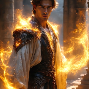 AI-generated abstract art featuring beautiful, handsome, sexy, shirtless, men, boys, lads. Fantasy, elemental mages typically have the ability to manipulate the basic elements, such as fire, water, earth, and air. This can extend to controlling sub-elements like ice, lightning, and sometimes even metal or wood.