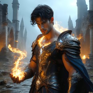 AI-generated abstract art featuring beautiful, handsome, sexy, shirtless, men, boys, lads. Fantasy, elemental mages typically have the ability to manipulate the basic elements, such as fire, water, earth, and air. This can extend to controlling sub-elements like ice, lightning, and sometimes even metal or wood.