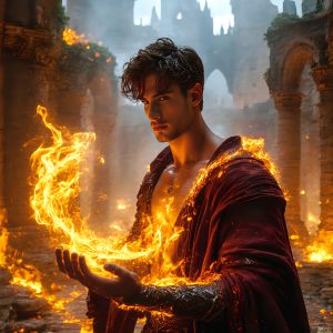 AI-generated abstract art featuring beautiful, handsome, sexy, shirtless, men, boys, lads. Fantasy, elemental mages typically have the ability to manipulate the basic elements, such as fire, water, earth, and air. This can extend to controlling sub-elements like ice, lightning, and sometimes even metal or wood.