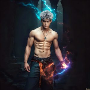 AI-generated abstract art featuring beautiful, handsome, sexy, shirtless, men, boys, lads. Fantasy, elemental mages typically have the ability to manipulate the basic elements, such as fire, water, earth, and air. This can extend to controlling sub-elements like ice, lightning, and sometimes even metal or wood.