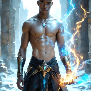 AI-generated abstract art featuring beautiful, handsome, sexy, shirtless, men, boys, lads. Fantasy, elemental mages typically have the ability to manipulate the basic elements, such as fire, water, earth, and air. This can extend to controlling sub-elements like ice, lightning, and sometimes even metal or wood.