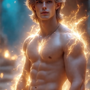 AI-generated abstract art featuring beautiful, handsome, sexy, shirtless, men, boys, lads. Fantasy, elemental mages typically have the ability to manipulate the basic elements, such as fire, water, earth, and air. This can extend to controlling sub-elements like ice, lightning, and sometimes even metal or wood.