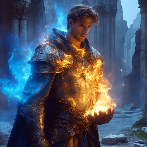 AI-generated abstract art featuring beautiful, handsome, sexy, shirtless, men, boys, lads. Fantasy, elemental mages typically have the ability to manipulate the basic elements, such as fire, water, earth, and air. This can extend to controlling sub-elements like ice, lightning, and sometimes even metal or wood.