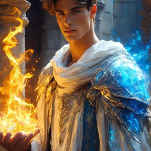 AI-generated abstract art featuring beautiful, handsome, sexy, shirtless, men, boys, lads. Fantasy, elemental mages typically have the ability to manipulate the basic elements, such as fire, water, earth, and air. This can extend to controlling sub-elements like ice, lightning, and sometimes even metal or wood.