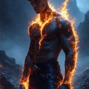 AI-generated abstract art featuring beautiful, handsome, sexy, shirtless, men, boys, lads. Fantasy, elemental mages typically have the ability to manipulate the basic elements, such as fire, water, earth, and air. This can extend to controlling sub-elements like ice, lightning, and sometimes even metal or wood.