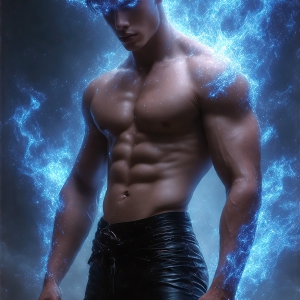 AI-generated abstract art featuring beautiful, handsome, sexy, shirtless, men, boys, lads. Fantasy, elemental mages typically have the ability to manipulate the basic elements, such as fire, water, earth, and air. This can extend to controlling sub-elements like ice, lightning, and sometimes even metal or wood.