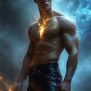 AI-generated abstract art featuring beautiful, handsome, sexy, shirtless, men, boys, lads. Fantasy, elemental mages typically have the ability to manipulate the basic elements, such as fire, water, earth, and air. This can extend to controlling sub-elements like ice, lightning, and sometimes even metal or wood.