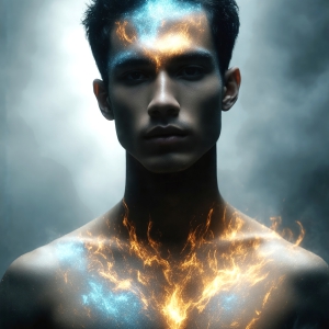 AI-generated abstract art featuring beautiful, handsome, sexy, shirtless, men, boys, lads. Fantasy, elemental mages typically have the ability to manipulate the basic elements, such as fire, water, earth, and air. This can extend to controlling sub-elements like ice, lightning, and sometimes even metal or wood.