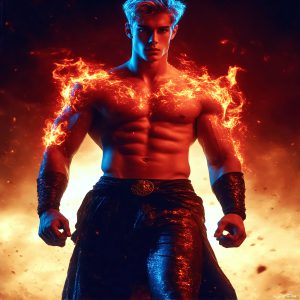 AI-generated abstract art featuring beautiful, handsome, sexy, shirtless, men, boys, lads. Fantasy, elemental mages typically have the ability to manipulate the basic elements, such as fire, water, earth, and air. This can extend to controlling sub-elements like ice, lightning, and sometimes even metal or wood.