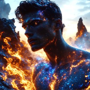 AI-generated abstract art featuring beautiful, handsome, sexy, shirtless, men, boys, lads. Fantasy, elemental mages typically have the ability to manipulate the basic elements, such as fire, water, earth, and air. This can extend to controlling sub-elements like ice, lightning, and sometimes even metal or wood.