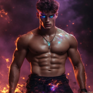 AI-generated abstract art featuring beautiful, handsome, sexy, shirtless, men, boys, lads. Fantasy, elemental mages typically have the ability to manipulate the basic elements, such as fire, water, earth, and air. This can extend to controlling sub-elements like ice, lightning, and sometimes even metal or wood.