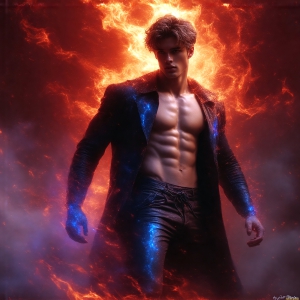 AI-generated abstract art featuring beautiful, handsome, sexy, shirtless, men, boys, lads. Fantasy, elemental mages typically have the ability to manipulate the basic elements, such as fire, water, earth, and air. This can extend to controlling sub-elements like ice, lightning, and sometimes even metal or wood.