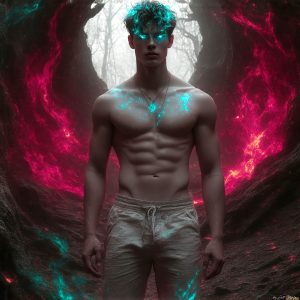 AI-generated abstract art featuring beautiful, handsome, sexy, shirtless, men, boys, lads. Fantasy, elemental mages typically have the ability to manipulate the basic elements, such as fire, water, earth, and air. This can extend to controlling sub-elements like ice, lightning, and sometimes even metal or wood.