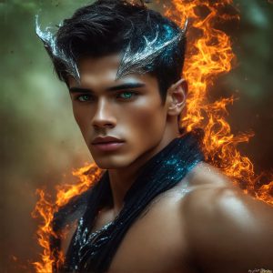 AI-generated abstract art featuring beautiful, handsome, sexy, shirtless, men, boys, lads. Fantasy, elemental mages typically have the ability to manipulate the basic elements, such as fire, water, earth, and air. This can extend to controlling sub-elements like ice, lightning, and sometimes even metal or wood.