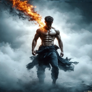 AI-generated abstract art featuring beautiful, handsome, sexy, shirtless, men, boys, lads. Fantasy, elemental mages typically have the ability to manipulate the basic elements, such as fire, water, earth, and air. This can extend to controlling sub-elements like ice, lightning, and sometimes even metal or wood.