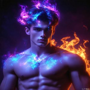 AI-generated abstract art featuring beautiful, handsome, sexy, shirtless, men, boys, lads. Fantasy, elemental mages typically have the ability to manipulate the basic elements, such as fire, water, earth, and air. This can extend to controlling sub-elements like ice, lightning, and sometimes even metal or wood.