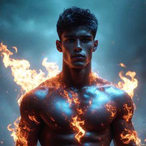 AI-generated abstract art featuring beautiful, handsome, sexy, shirtless, men, boys, lads. Fantasy, elemental mages typically have the ability to manipulate the basic elements, such as fire, water, earth, and air. This can extend to controlling sub-elements like ice, lightning, and sometimes even metal or wood.