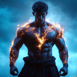 AI-generated abstract art featuring beautiful, handsome, sexy, shirtless, men, boys, lads. Fantasy, elemental mages typically have the ability to manipulate the basic elements, such as fire, water, earth, and air. This can extend to controlling sub-elements like ice, lightning, and sometimes even metal or wood.