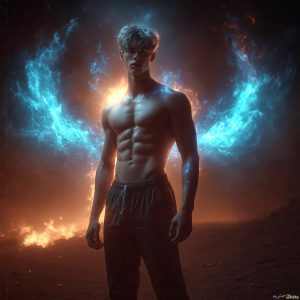 AI-generated abstract art featuring beautiful, handsome, sexy, shirtless, men, boys, lads. Fantasy, elemental mages typically have the ability to manipulate the basic elements, such as fire, water, earth, and air. This can extend to controlling sub-elements like ice, lightning, and sometimes even metal or wood.