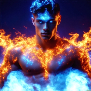 AI-generated abstract art featuring beautiful, handsome, sexy, shirtless, men, boys, lads. Fantasy, elemental mages typically have the ability to manipulate the basic elements, such as fire, water, earth, and air. This can extend to controlling sub-elements like ice, lightning, and sometimes even metal or wood.