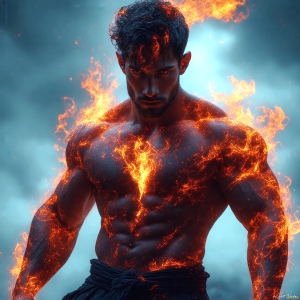AI-generated abstract art featuring beautiful, handsome, sexy, shirtless, men, boys, lads. Fantasy, elemental mages typically have the ability to manipulate the basic elements, such as fire, water, earth, and air. This can extend to controlling sub-elements like ice, lightning, and sometimes even metal or wood.
