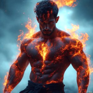 AI-generated abstract art featuring beautiful, handsome, sexy, shirtless, men, boys, lads. Fantasy, elemental mages typically have the ability to manipulate the basic elements, such as fire, water, earth, and air. This can extend to controlling sub-elements like ice, lightning, and sometimes even metal or wood.