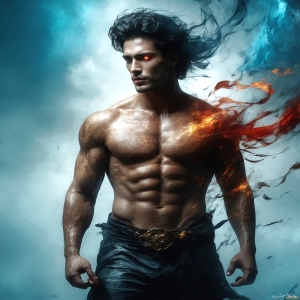 AI-generated abstract art featuring beautiful, handsome, sexy, shirtless, men, boys, lads. Fantasy, elemental mages typically have the ability to manipulate the basic elements, such as fire, water, earth, and air. This can extend to controlling sub-elements like ice, lightning, and sometimes even metal or wood.