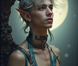 Handsome Male Elves, majestic young male elf standing in an elaborate elven background, in a dark ethereal realm. With pointed ears, wearing glamorous, luxurious, and fierce outfits is an Elven city, full of handsome, and sexy, shirtless elf men, that are adorned with shimmering, iridescent armor.