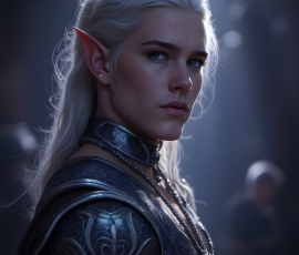 Handsome Male Elves, majestic young male elf standing in an elaborate elven background, in a dark ethereal realm. With pointed ears, wearing glamorous, luxurious, and fierce outfits is an Elven city, full of handsome, and sexy, shirtless elf men, that are adorned with shimmering, iridescent armor.
