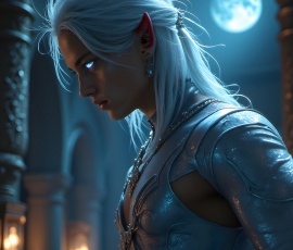 Handsome Male Elves, majestic young male elf standing in an elaborate elven background, in a dark ethereal realm. With pointed ears, wearing glamorous, luxurious, and fierce outfits is an Elven city, full of handsome, and sexy, shirtless elf men, that are adorned with shimmering, iridescent armor.