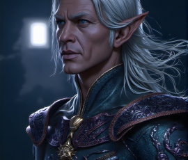 Handsome Male Elves, majestic young male elf standing in an elaborate elven background, in a dark ethereal realm. With pointed ears, wearing glamorous, luxurious, and fierce outfits is an Elven city, full of handsome, and sexy, shirtless elf men, that are adorned with shimmering, iridescent armor.