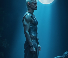 Handsome Male Elves, majestic young male elf standing in an elaborate elven background, in a dark ethereal realm. With pointed ears, wearing glamorous, luxurious, and fierce outfits is an Elven city, full of handsome, and sexy, shirtless elf men, that are adorned with shimmering, iridescent armor.