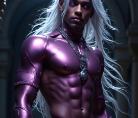 Handsome Male Elves, majestic young male elf standing in an elaborate elven background, in a dark ethereal realm. With pointed ears, wearing glamorous, luxurious, and fierce outfits is an Elven city, full of handsome, and sexy, shirtless elf men, that are adorned with shimmering, iridescent armor.
