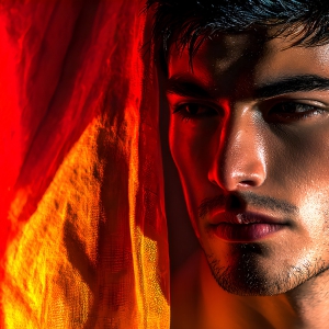 AI-generated art capturing men in a rainbow of colors creates a striking visual impact.