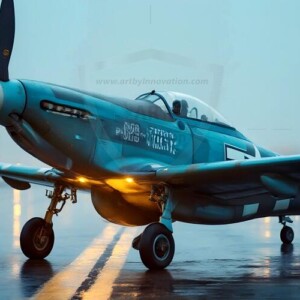 AI-generated military plane art - P-51 Mustangs, Spitfires, F-22 Raptors, vintage warbirds and modern fighters. Photorealistic UHD wallpapers by Art by Innovation.