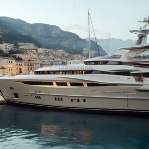 AI-generated yacht art - superyachts, sailing yachts, classic Riva runabouts. Photorealistic UHD marine wallpapers by Art by Innovation.