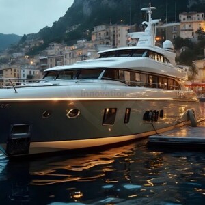 AI-generated yacht art - superyachts, sailing yachts, classic Riva runabouts. Photorealistic UHD marine wallpapers by Art by Innovation.