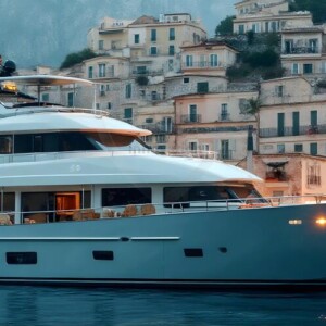AI-generated yacht art - superyachts, sailing yachts, classic Riva runabouts. Photorealistic UHD marine wallpapers by Art by Innovation.
