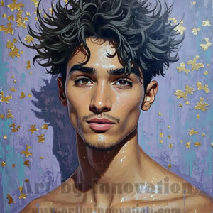 Art imitating life — and life imitating art. This AI-generated abstract concept collection features handsome men breaking the fourth wall of the canvas itself, emerging from classic oil paintings as their faces and forms come alive while their bodies remain painted on the wall. A profound meditation on the connection between creative expression and human experience — and a stunning visual achievement. Created using AI, edited in Photoshop, by © Jeff Dupler | Art by Innovation | https://www.artbyinnovation.com