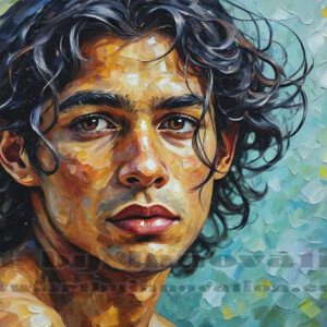 Art imitating life — and life imitating art. This AI-generated abstract concept collection features handsome men breaking the fourth wall of the canvas itself, emerging from classic oil paintings as their faces and forms come alive while their bodies remain painted on the wall. A profound meditation on the connection between creative expression and human experience — and a stunning visual achievement. Created using AI, edited in Photoshop, by © Jeff Dupler | Art by Innovation | https://www.artbyinnovation.com