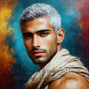 AI-generated abstract art of handsome men emerging from classic oil painting canvases — art imitating life. Surreal, stunning digital art concept by Jeff Dupler.