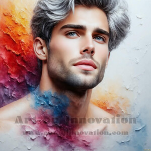 AI-generated abstract art of handsome men emerging from classic oil painting canvases — art imitating life. Surreal, stunning digital art concept by Jeff Dupler.
